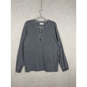 Rowan Men's XL Long Sleeve Henley Shirt Gray 100% Cotton Made in USA